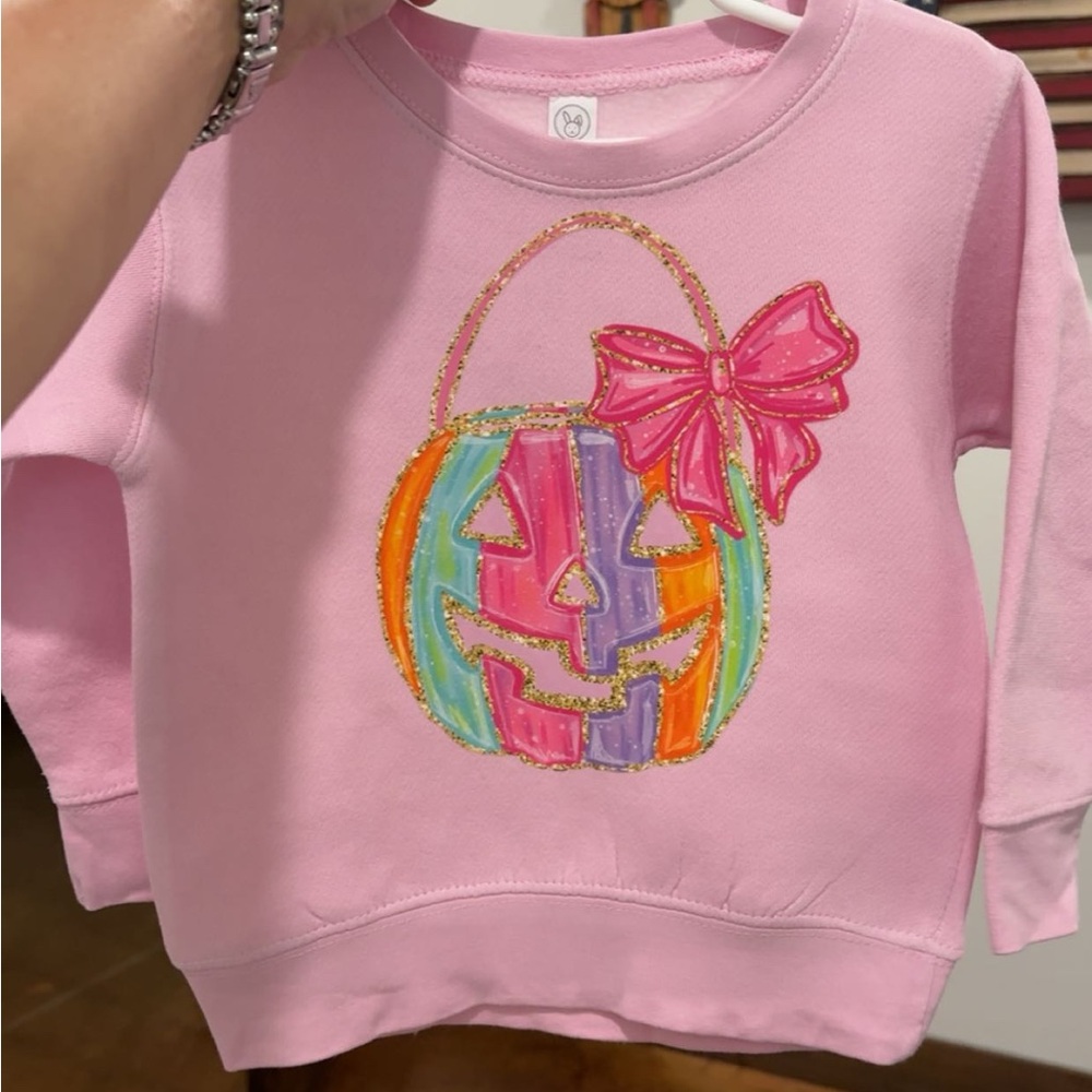 Pink Pumpkin Sweatshirt with Bow